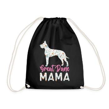 Great Dane Mom Dog Lover Dog Mom - Drawstring Bag - black - Front