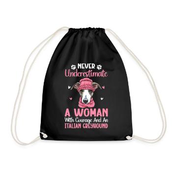 Mrs. Courage Italian Greyhound Dog Lover - Drawstring Bag - black - Front