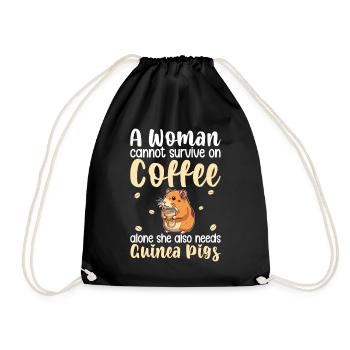 Femme café seule Elle a besoin de cochons d’Inde - Sac de sport léger - noir - Devant