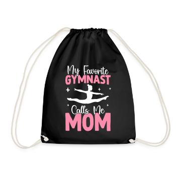 My favorite gymnast calls me mom gymnastics - Drawstring Bag - black - Front
