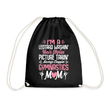 Leotard Picture Clappin Gymnastics Mom Gymnast - Drawstring Bag - black - Front
