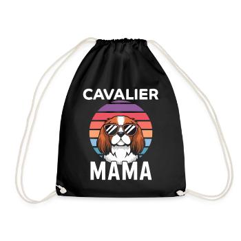 Cavalier King Charles Spaniel Saying Mom Gift - Drawstring Bag - black - Front