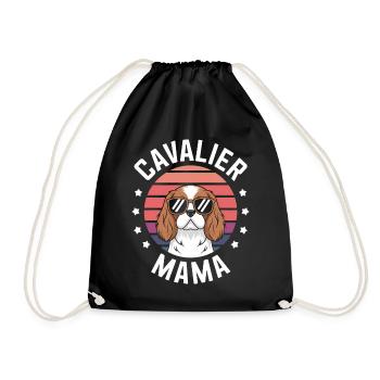 Cavalier King Charles Spaniel Saying Mom Gift - Drawstring Bag - black - Front