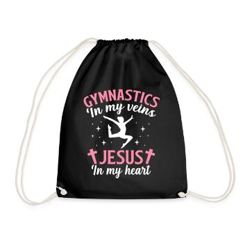 Gymnastik Venen Jesus Herz Turnerin Mädchen Jesus - Turnbeutel - Schwarz - Vorne