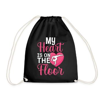 Gymnastics Mom Gymnast Daughter My Heart Is Up - Drawstring Bag - black - Front