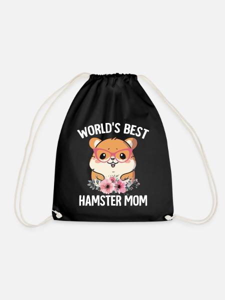 World's best hamster mom Hammy - Drawstring Bag - black