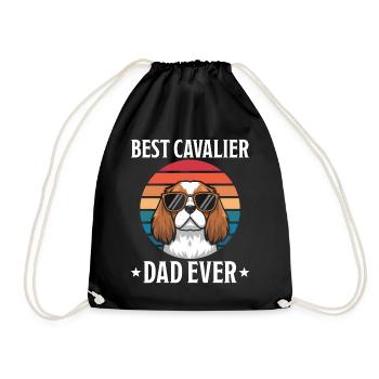 Cavalier King Charles Spaniel Saying Dad Gift - Drawstring Bag - black - Front