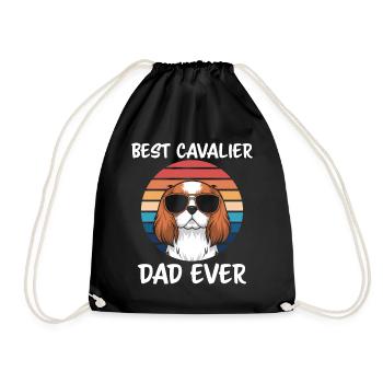 Cavalier King Charles Spaniel Saying Dad Gift - Drawstring Bag - black - Front