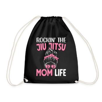 Rockin' The Jiu Jitsu Mom Life BJJ Martial Arts - Drawstring Bag - black - Front