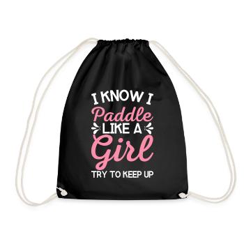 Girls Kayak Kayaking Paddling Lover Paddle - Drawstring Bag - black - Front