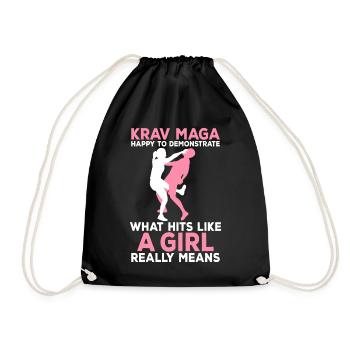 Krav Maga demonstrieren Hits wie ein Mädchen Krav - Turnbeutel - Schwarz - Vorne