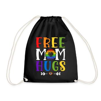 Free Mom Hugs LGBTQ Mom Pride - Drawstring Bag - black - Front