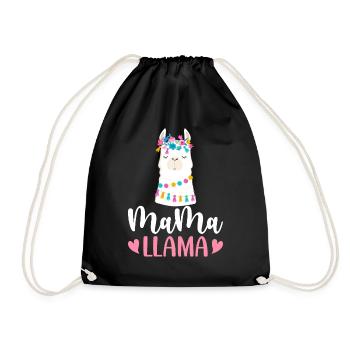 Mama Llama Llama Alpaca Mama - Drawstring Bag - black - Front