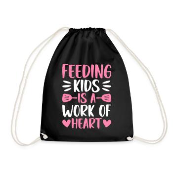 Lunch Lady Cafeteria Employee Feeding Children - Drawstring Bag - black - Front