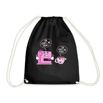 Sewing Machine Sew Lovers Coffee Lover She Loves Me - Drawstring Bag - black - Front
