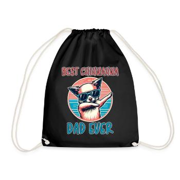 Chihuahua Saying Dad Funny Chihuahua Gift - Drawstring Bag - black - Front