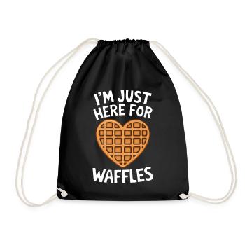 Waffles Saying Dessert Funny Waffles Gift - Drawstring Bag - black - Front