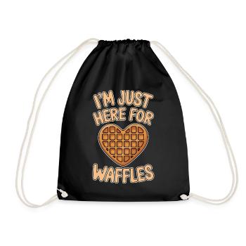 Waffles Saying Dessert Funny Waffles Gift - Drawstring Bag - black - Front