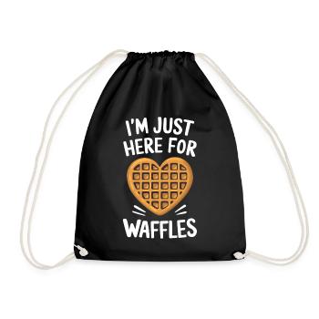 Waffles Saying Dessert Funny Waffles Gift - Drawstring Bag - black - Front