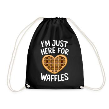 Waffles Saying Dessert Funny Waffles Gift - Drawstring Bag - black - Front