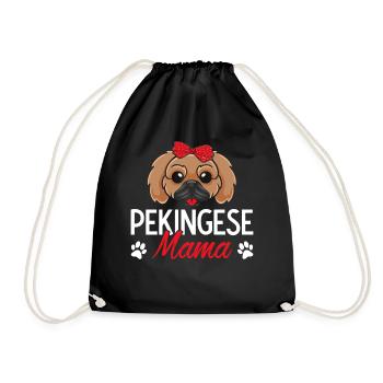Pekingese Mom Pekinese Mom Dog Mom Mom - Drawstring Bag - black - Front