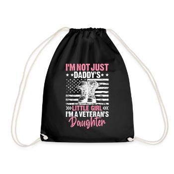 Daddy's Girl Veteran's Daughter Proud Military - Drawstring Bag - black - Front