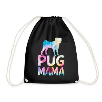 Mops Mama Bunter Mops Hund - Turnbeutel - Schwarz - Vorne