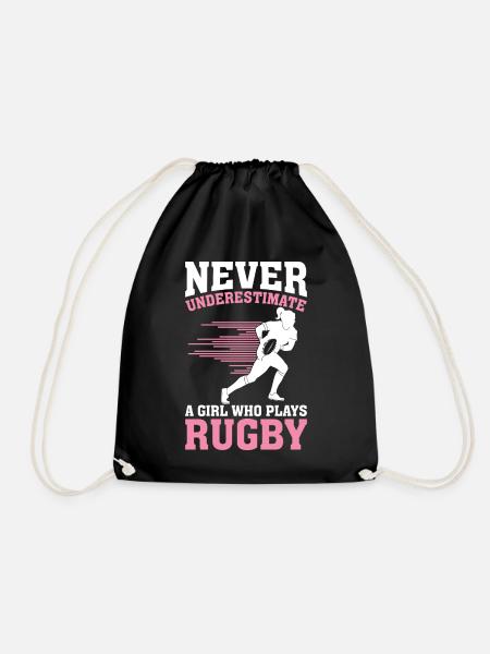 Unterschätze niemals ein Mädchen, das Rugby spielt - Turnbeutel - Schwarz