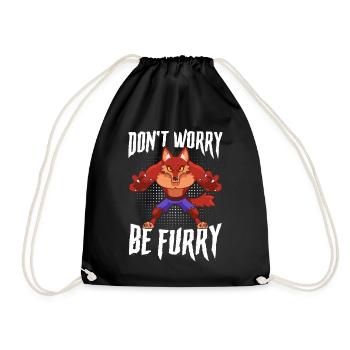 Furry Fandom Furries Fursona Don't Worry Be Furry - Turnbeutel - Schwarz - Vorne