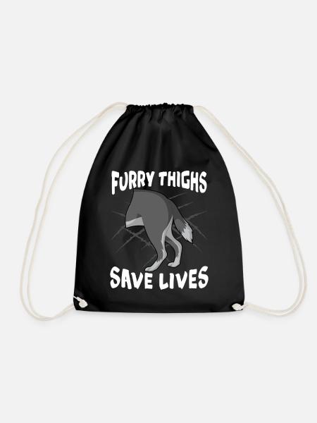 Furry Fandom Furries Fursona Furry Thighs - Drawstring Bag - black