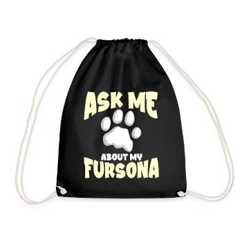 Furry Fandom Furries Fursona Frag mich über meine - Turnbeutel - Schwarz - Vorne