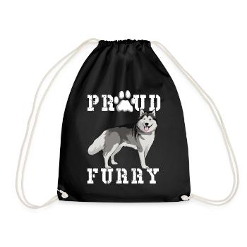 Furry Fandom Furries Fursona Proud Furry - Drawstring Bag - black - Front