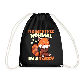 Furry Fandom Furries Fursona Hard To Be Normal - Drawstring Bag - black - Front