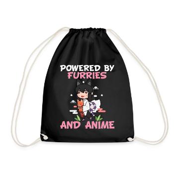 Furry Fandom Furries Fursona Powered by Furries - Drawstring Bag - black - Front