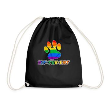 Dif-Fur-Ent Furry Fandom LGBTQ Pride Flag Furries - Drawstring Bag - black - Front