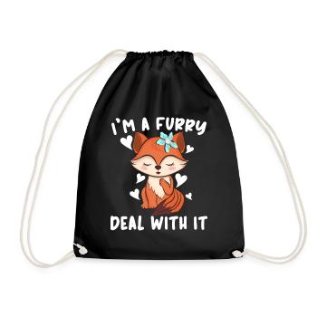 I'm A Furry Deal With It Furry Fandom Fursona - Turnbeutel - Schwarz - Vorne