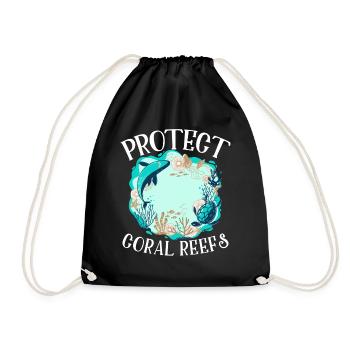 Protect Coral Reefs Coral Aquarium - Drawstring Bag - black - Front