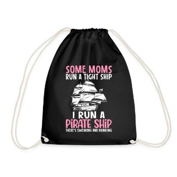 Moms Pirate Ship Drinking Pirate Ship Mom - Drawstring Bag - black - Front