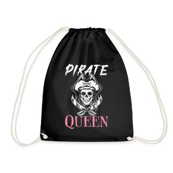 Pirate Queen Pirate Girl Captain - Drawstring Bag - black - Front