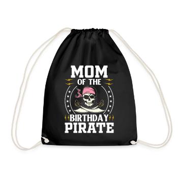 Mom Birthday Pirate Pirate Mom Pirate - Drawstring Bag - black - Front