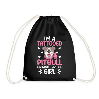 Tattooed Pitbull Girl Tattooed Pitbull - Drawstring Bag - black - Front
