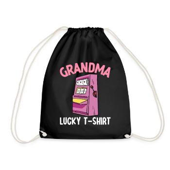 Oma Lucky T-shirt Spielautomat Casino Lover - Turnbeutel - Schwarz - Vorne