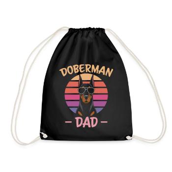 Dobermann Spruch Papa Lustiges Dobermann Geschenk - Turnbeutel - Schwarz - Vorne