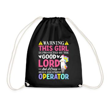Girl Protected By Heavy Equipment Operator - Drawstring Bag - black - Front