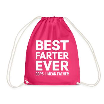 Furz Spruch Furzen Papa Pups Lustige Furz Geschenk - Turnbeutel - Fuchsia - Vorne