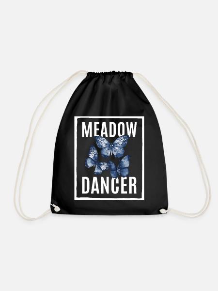 Butterfly Meadow Dancer Elegant Streetwear - Drawstring Bag - black