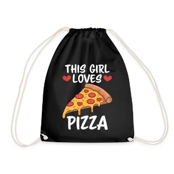 Pizza Spruch Witz Pizzeria Lustiges Pizza Geschenk - Turnbeutel - Schwarz - Vorne