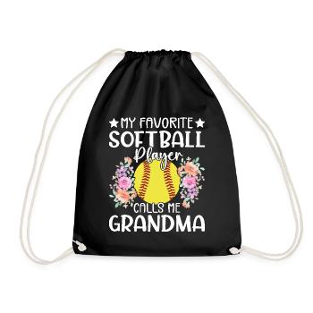 Mein Lieblings-Softballspieler nennt mich Oma - Turnbeutel - Schwarz - Vorne