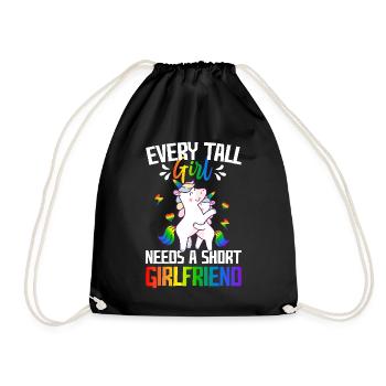 Tall Girl Needs A Short Girlfriend Lesbian Pride - Drawstring Bag - black - Front