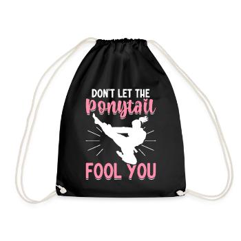 Funny Taekwondo Girl Karate Don't Let Ponytail - Drawstring Bag - black - Front